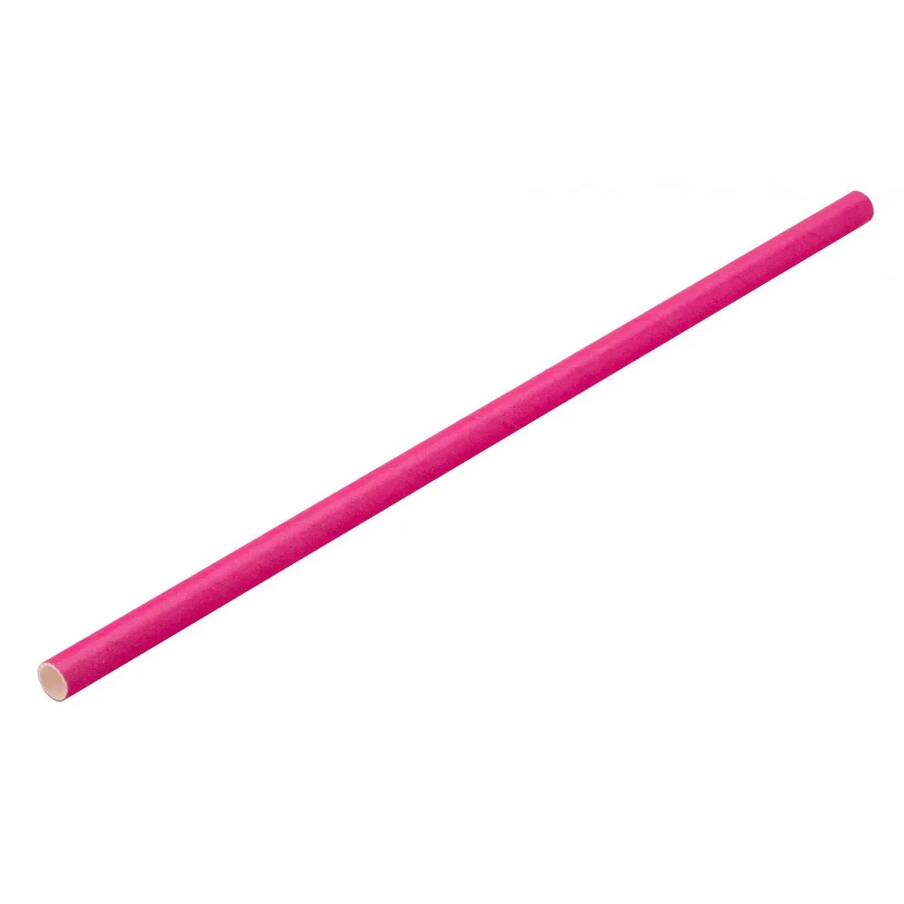 Biodegradable Solid Pink Paper Straw 8'' X 250 X 24pk