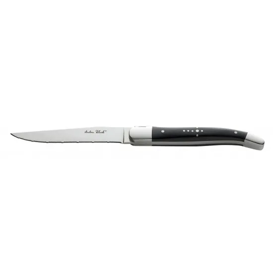 Laguiole Black Handled Steak Knife - Serrated Edge X 12