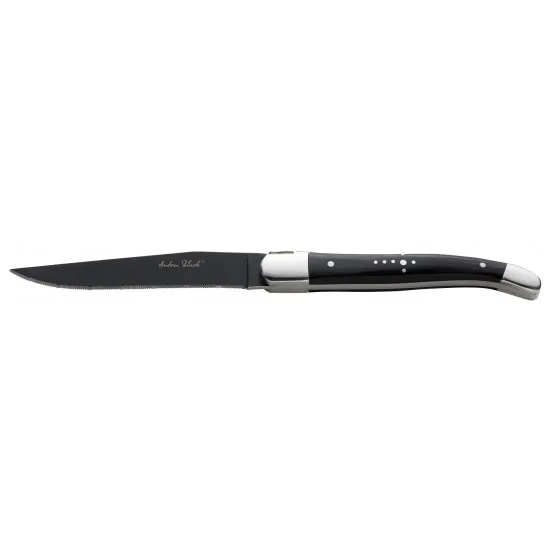 Laguiole Black Handled Steak Knife - Black Blade X 12