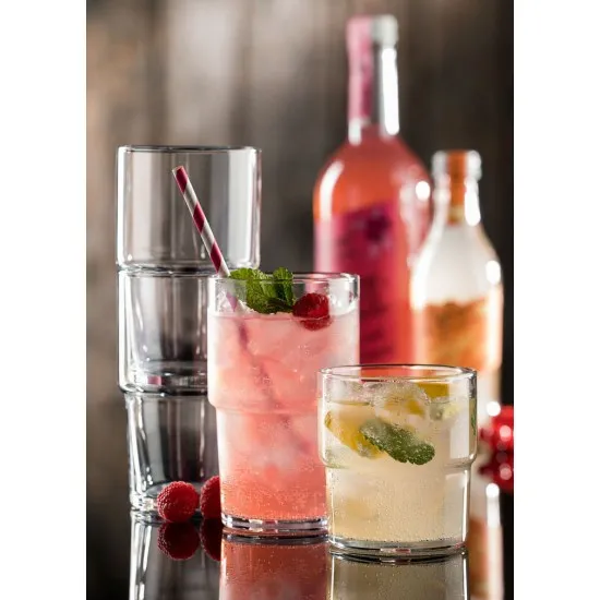 Hill Stacking Long Drink (toughened)  Plain Stackable Glass 