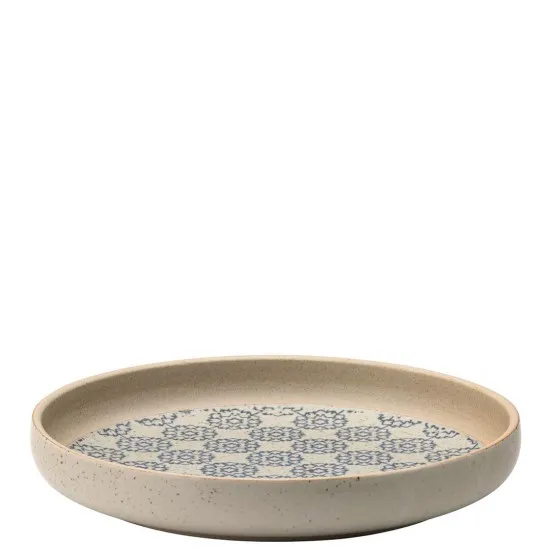 Shallow Bowl With Blue-Patterned Base