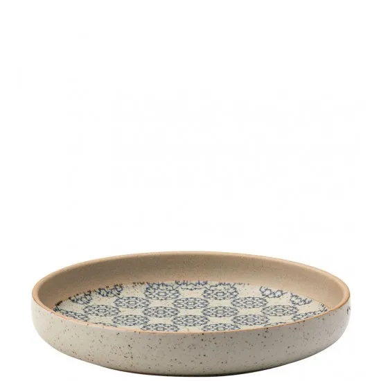 Shallow Bowl With Blue-Patterned Base