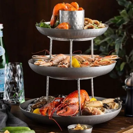 Vintage Steel Seafood Tower Serving Bowl 24.5cm