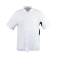 Nevada Chefs Jacket White With Blk Contrast - Size S