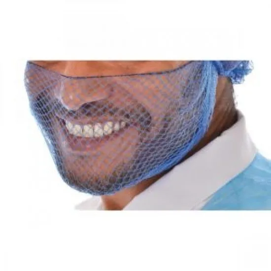 Man Wearing Beard Snood Light Blue & A Net On His Head