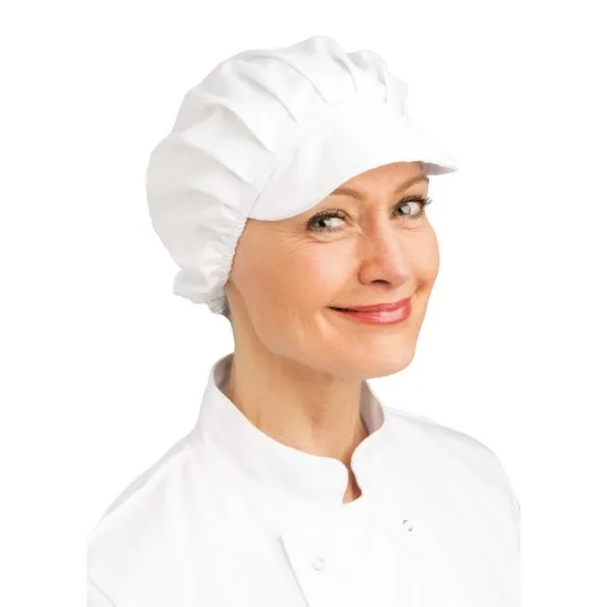 Woman wearing White Peaked Hat
