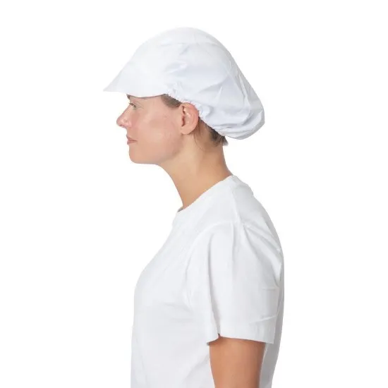 Woman wearing White Peaked Hat