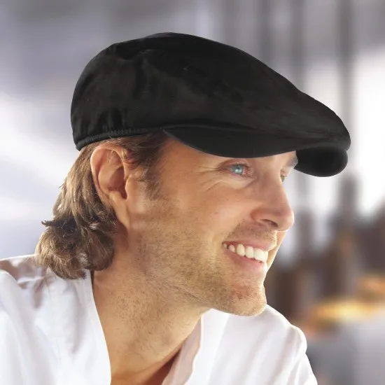 Chef wearing Black Driver Cap With Inner Sweat Band Size L