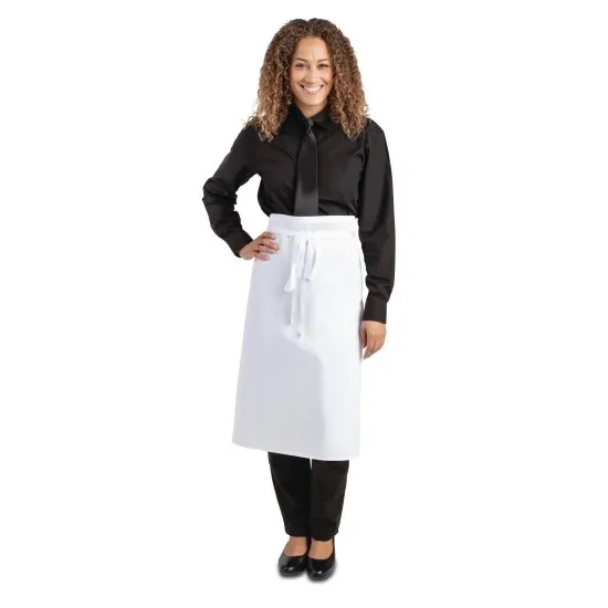 Waitress Wearing White Long Regular Waist Apron