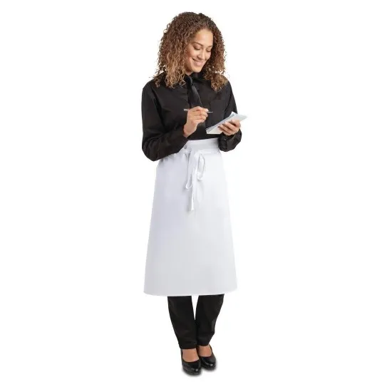 Waitress Wearing White Long Regular Waist Apron