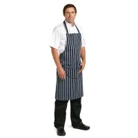 Navy/white Stripe With Pocket Bib Apron  28-38''