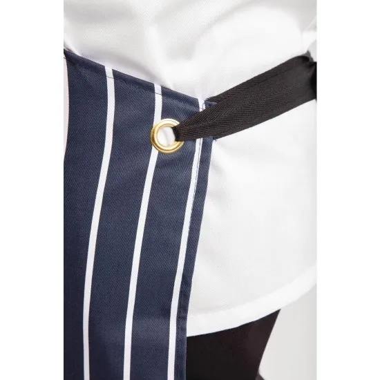 Man wearing Navy/white Stripe With Pocket Bib Apron  28-38''