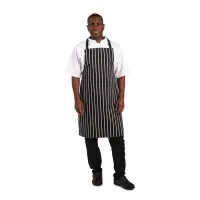 Blk & White Stripe Butchers Bib Apron