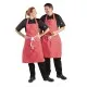 Person Wearing Red & White Stripe Bib Apron