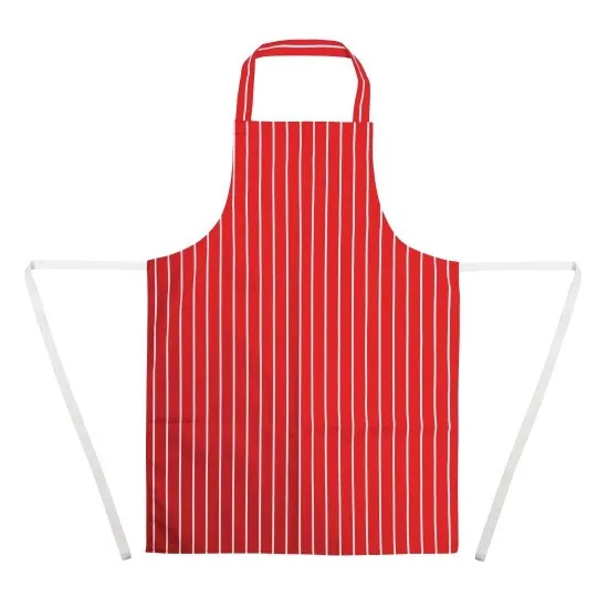 Person Wearing Red & White Stripe Bib Apron