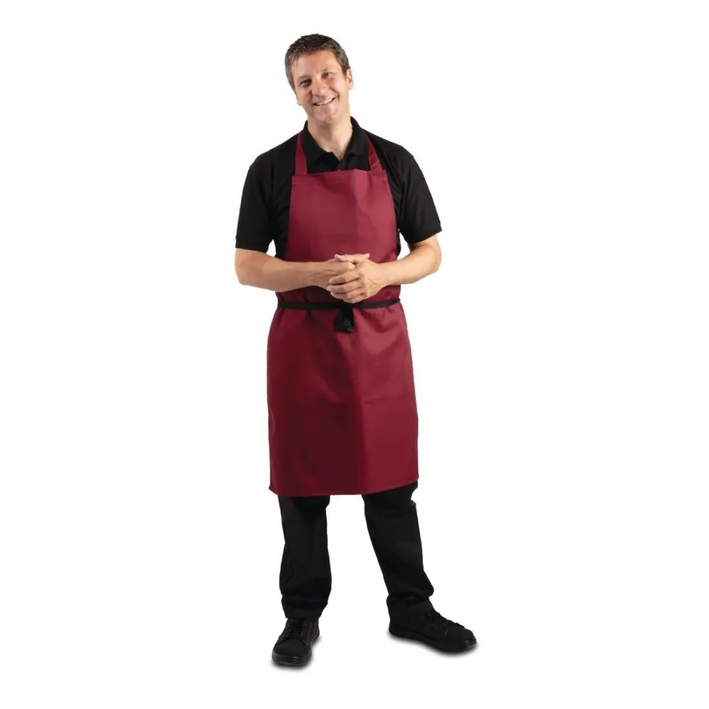 Whites Bib Apron Pcotton Burgundy