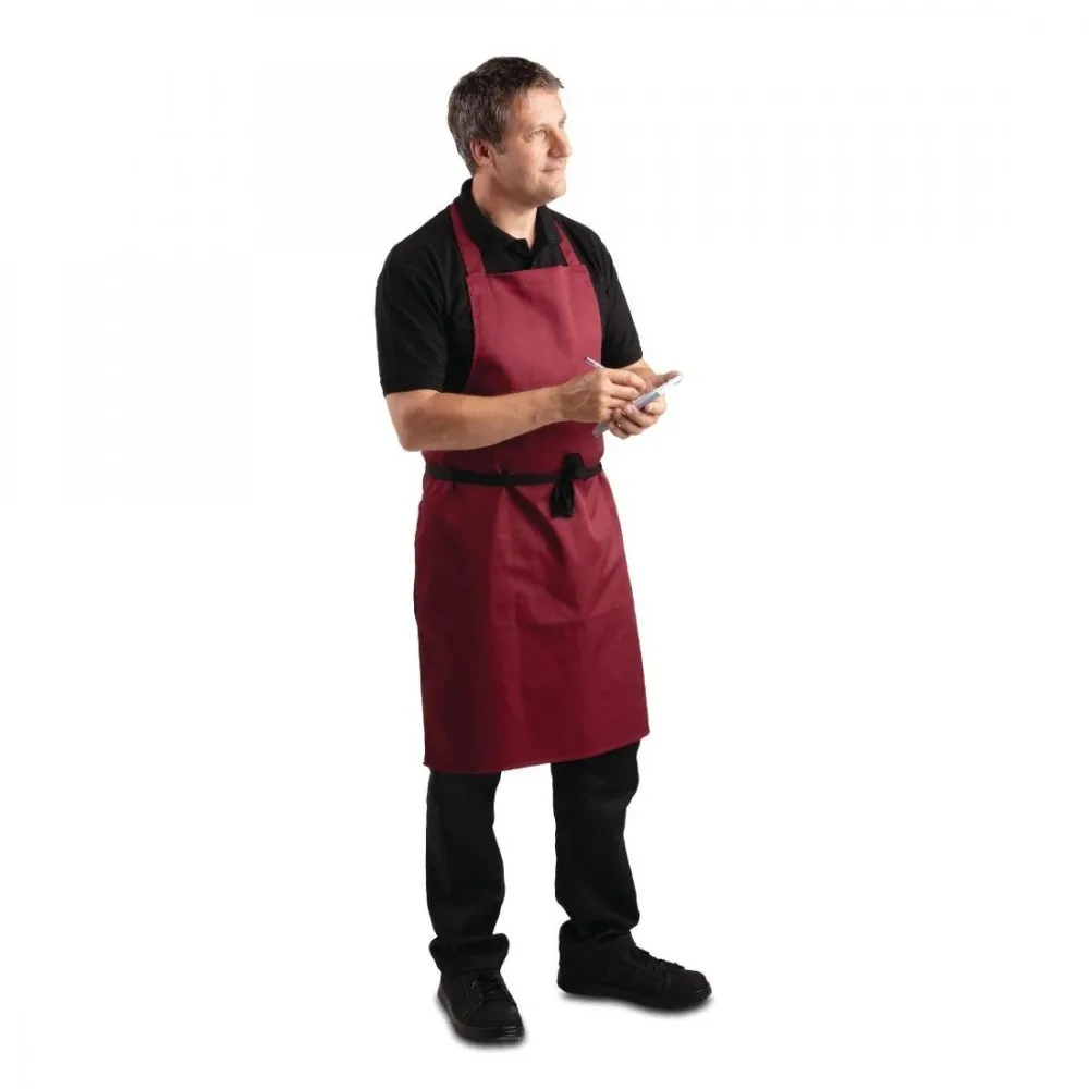 Whites Bib Apron Pcotton Burgundy