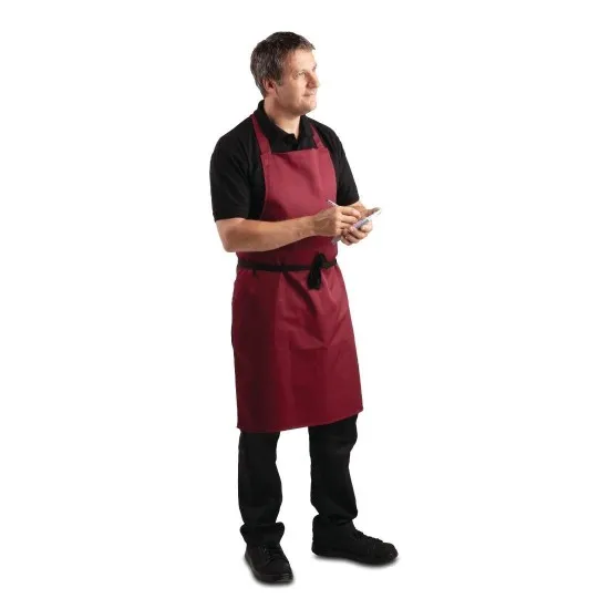 Whites Bib Apron Pcotton Burgundy