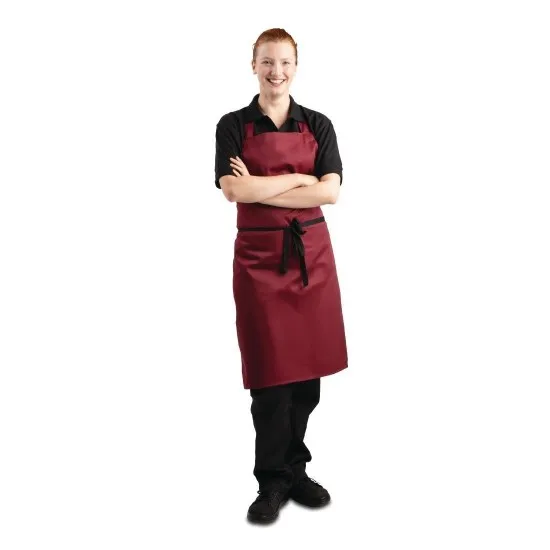 Whites Bib Apron Pcotton Burgundy