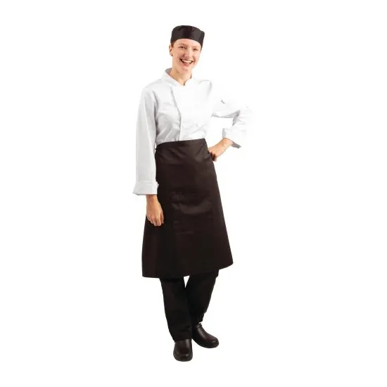 Chef wearing Whites Black Regular Bistro Apron