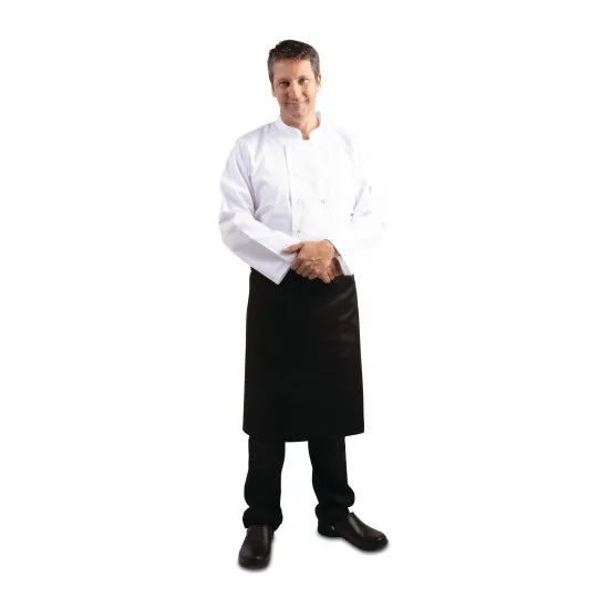 Chef wearing Whites Black Regular Bistro Apron