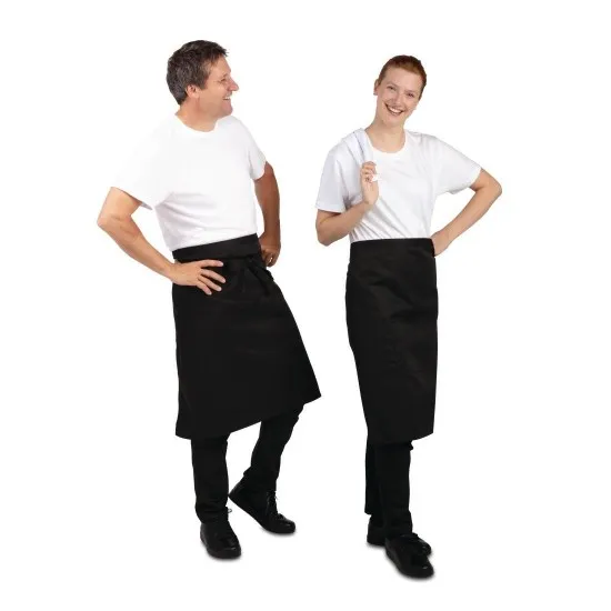 Chef wearing Whites Black Regular Bistro Apron
