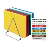 Hygiplas High Density Chopping Board Set 18x12x1/2'' With Rack/signs