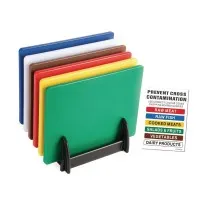 Hygiplas Low Density Chopping Boards - 18x12x1/2'' Set Of 6 & Rack