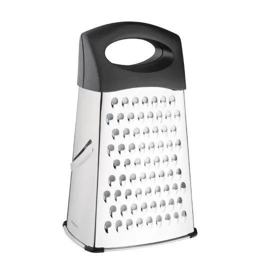 Vogue Heavy Duty Box Grater With Blk Handle & Base - 10''