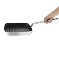 Vogue Non Stick Square Ribbed Skillet Pan Teflon Platinum Plus - 240mm 9 1/2''
