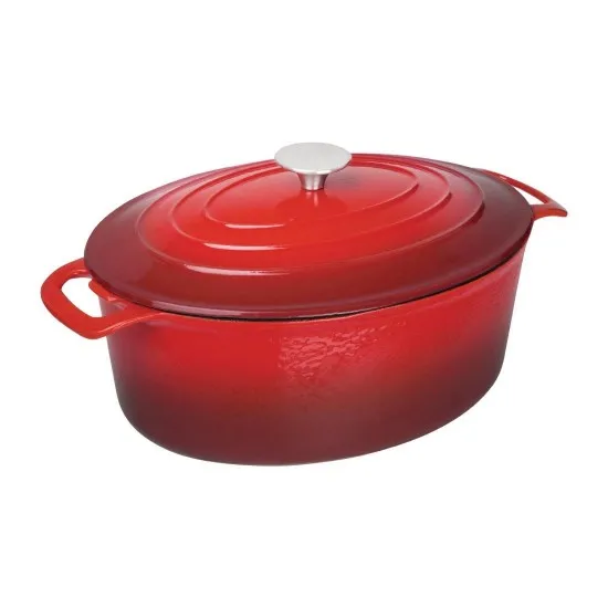 Vogue Oval Casserole Red - 6ltr 125h X 230w X 305mm D