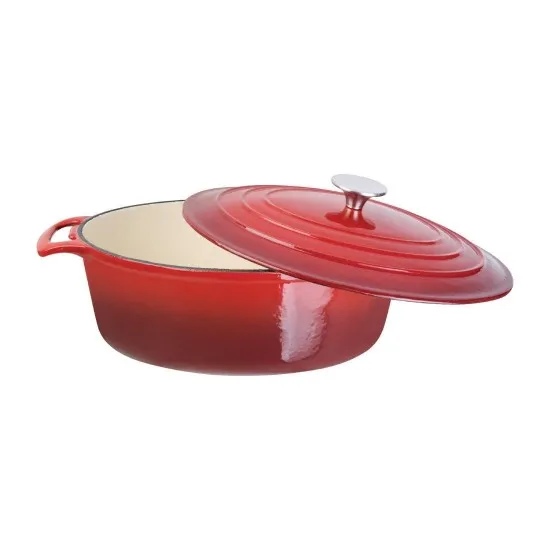 Vogue Oval Casserole Red - 6ltr 125h X 230w X 305mm D