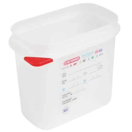 Araven Food Container - 1/9 Gn 1ltr With Lid 100mm (h) (pack 4)
