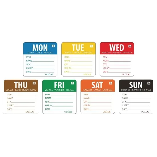 Vogue Dissolvable Day Of The Week Prepared Label Set