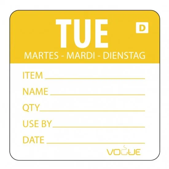 Vogue Day Label Tuesday Dissolvable Adhesive (roll 250)