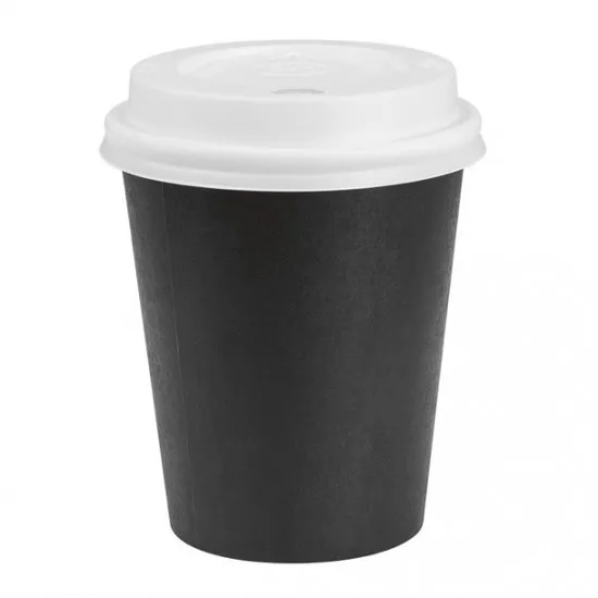 Nisbet Essential Hot Cups And Lids Black 8oz X 350