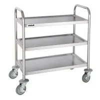 Vogue 3 Tier Flat Pack Trolley St/st - 825(h)x405(w)x710(d)mm