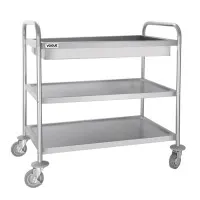 Vogue Deep Tray Clearing Trolley 3 Tier St/st - 940(h)x855(w)x535(d)mm