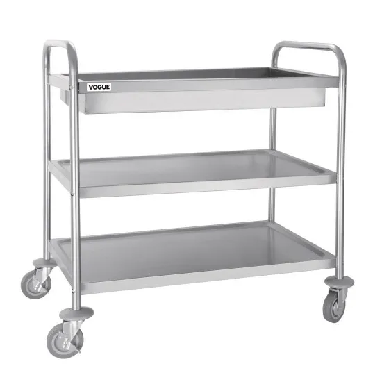 Vogue Deep Tray Clearing Trolley 3 Tier St/st - 940x855x535mm