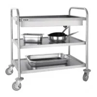 Vogue Deep Tray Clearing Trolley 3 Tier St/st - 940(h)x855(w)x535(d)mm