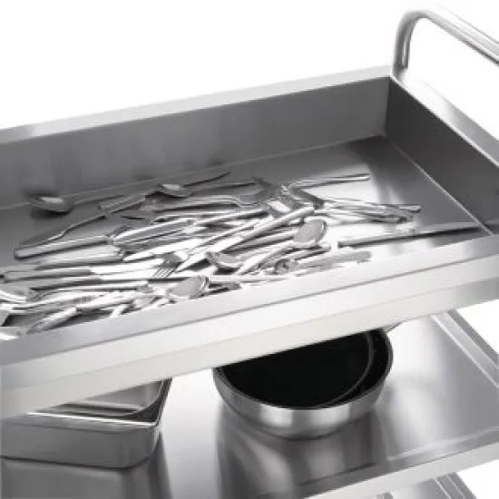 Vogue Deep Tray Clearing Trolley 3 Tier St/st - 940x855x535mm