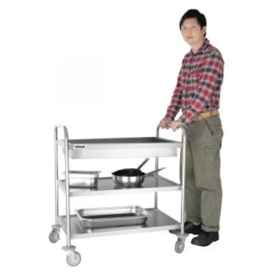 Vogue Deep Tray Clearing Trolley 3 Tier St/st - 940x855x535mm