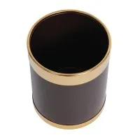 Bolero Brown Waste Paper Bin With Gold Rim - 10.2ltr