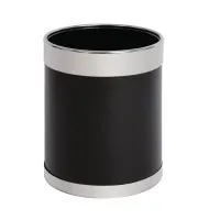 Bolero Blk Waste Paper Bin With Silver Rim - 10.2ltr