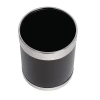 Bolero Blk Waste Paper Bin With Silver Rim - 10.2ltr