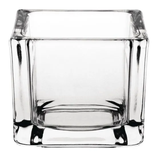 Olympia Glass Tealight Holder Square Clear (box 6)