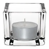 Olympia Glass Tealight Holder Square Clear (box 6)