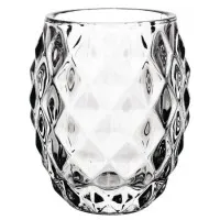 Olympia Glass Diamond Tealight Holder Clear (box 6)