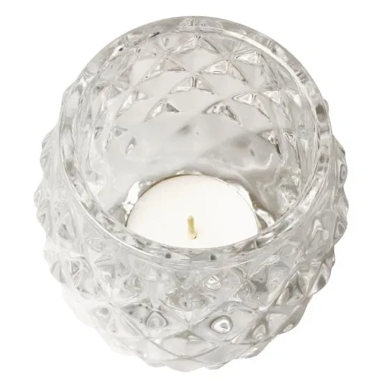 Olympia Glass Diamond Tealight Holder Clear (box 6)