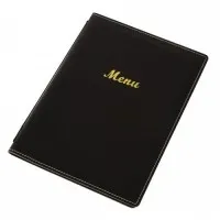 Menu Cover Leatherette Blk A4 (4 Sides)